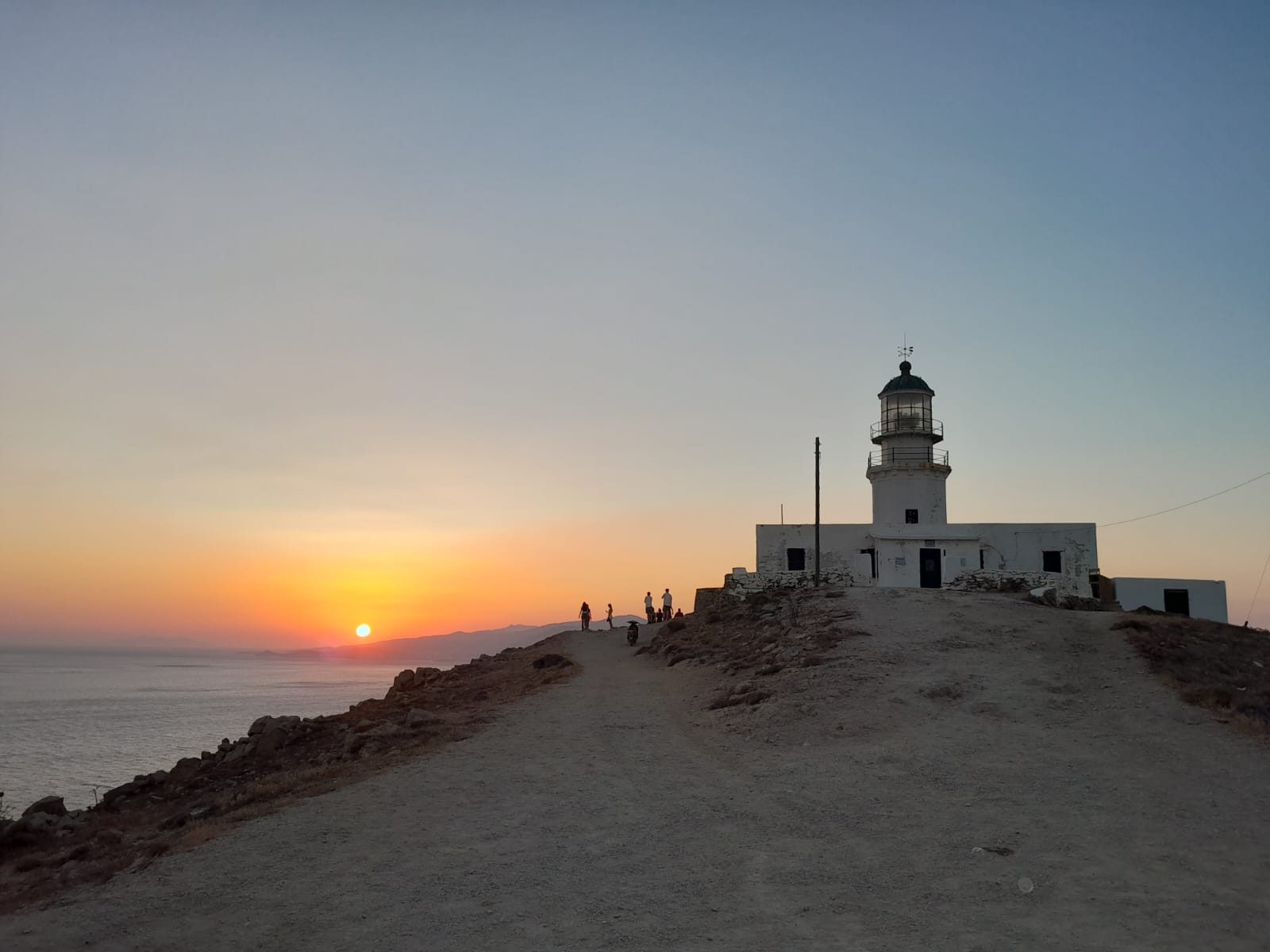 Sunset in Armenistis Lighthouse, Mykonos Greece