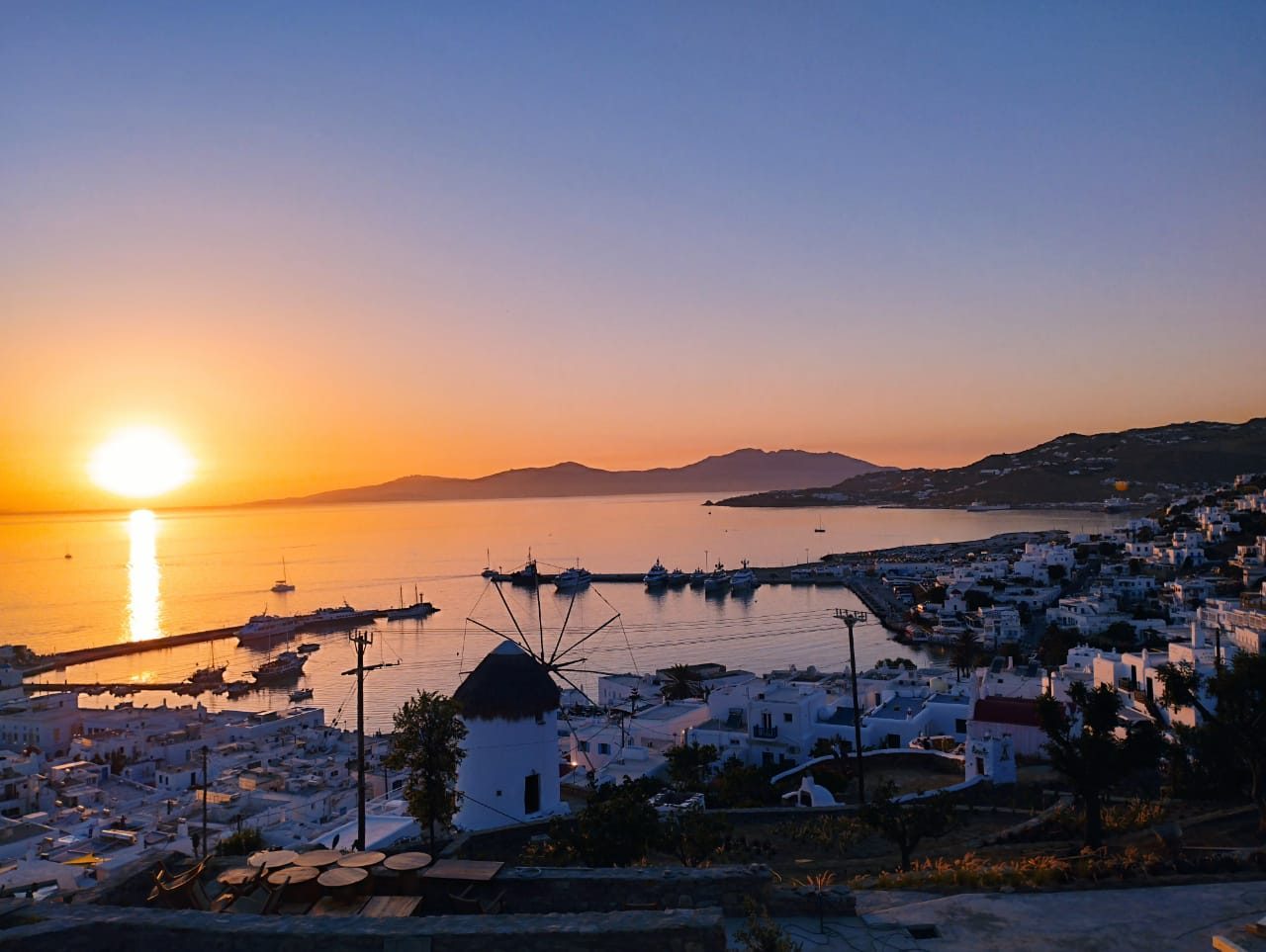 Sunset in Mykonos Town